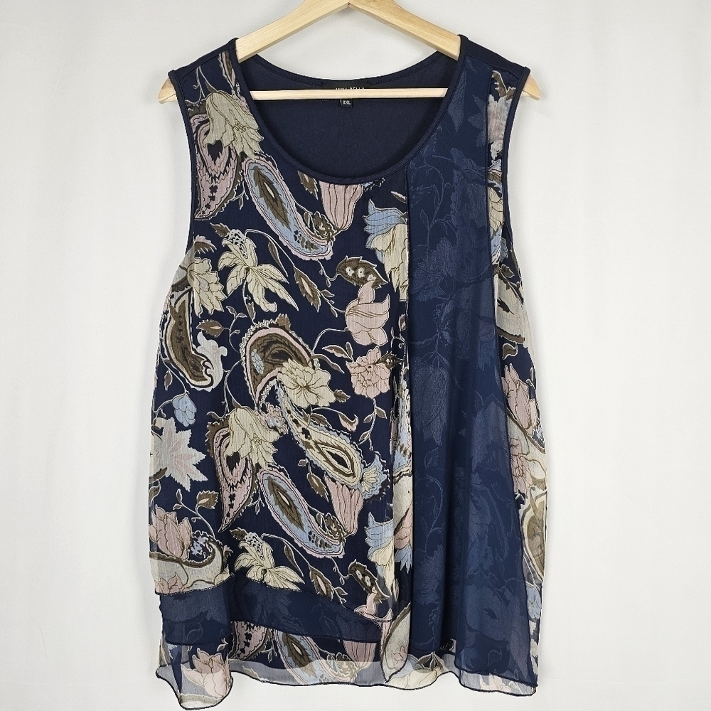 Anna Bella Sleeveless Blouse with Chiffon Detail Size XXL